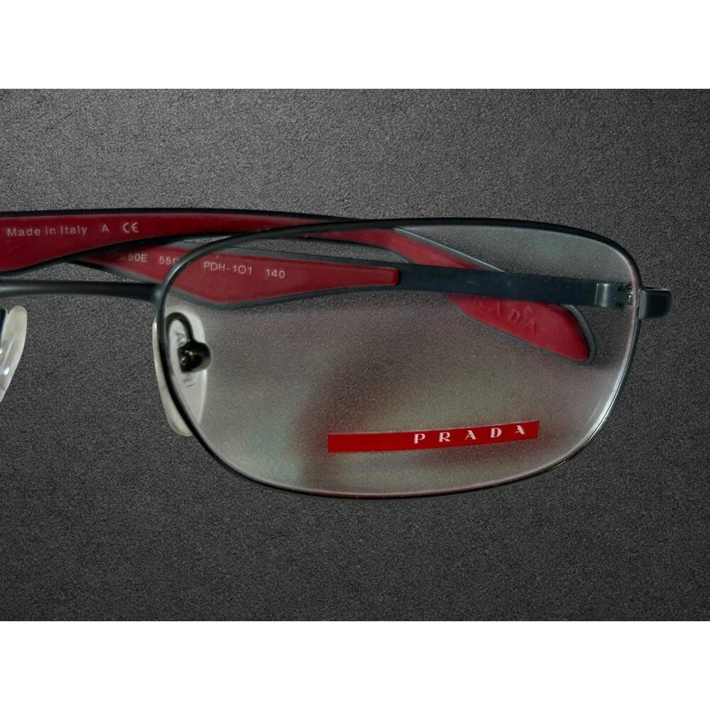 Prada Linea Rossa PS 50QV Eyeglasses Frame Only Black Red Men's